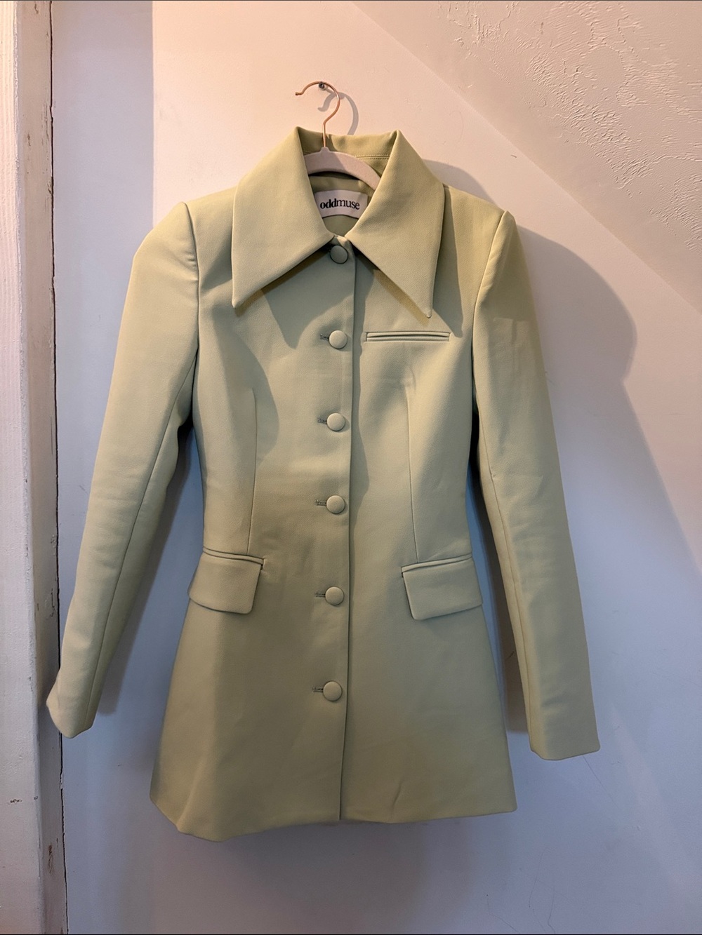 Odd Muse Sage Green Tailored Button-Front Blazer